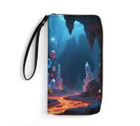 RLDOBOFE Gem Mine PU Leather Wallet with Rope, Zip Multi-Layer Pocket Card Holder, Small Purse for Men And Women
