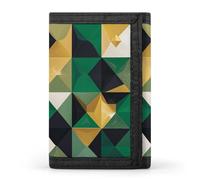 RLDOBOFE Geometric Trifold Wallet Minimalist Mens Wallet with Key Hook 8 Card Slots Modern Stylish Polyester Security Wallets Fashion Slim Credit Card Holder Id Window