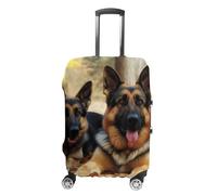 RLDOBOFE German Shepherd Dog Baggage Cover for Travel, Washable Suitcase Covers for Home, Dustproof Luggage Protector Skins with Zippers, Protector Anti Scratch, Luggage Covers, white, Small, Luggage