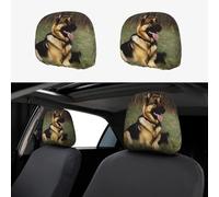 RLDOBOFE German Shepherd Dog Car Headrest Cover 2 PCS, Funny Auto Front Seat Head Rest Protector, Universal Car Headrest Protector Elastic, Personalized Seat Cover Headrest Trim for Most Cars