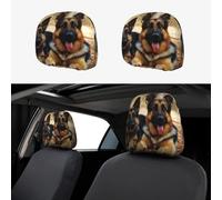 RLDOBOFE German Shepherd Dog Car Headrest Cover 2 PCS, Funny Auto Front Seat Head Rest Protector, Universal Car Headrest Protector Elastic, Personalized Seat Cover Headrest Trim for Most Cars