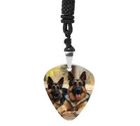 RLDOBOFE German Shepherd Dog Guitar Pick Necklace, Guitar Pick Holder Pendant for Women, Guitar Music Necklace for Men, Personalized Rock Music Necklace with Chain, Music Picks