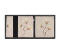 RLDOBOFE Ginkgo Leaves Trifold Wallet Minimalist Mens Wallet with Key Hook 8 Card Slots Modern Stylish Polyester Security Wallets Fashion Slim Credit Card Holder Id Window