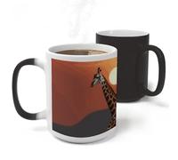 RLDOBOFE Giraffe at Sunset Ceramic Color Changing Mug Heat Transforming Activated Mug 11 Oz Heat Changing Sensitive Tea Cup Magic Novelty Coffee Cup Drinkware Home Kitchen Gift