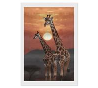 RLDOBOFE Giraffe at Sunset Diamond Painting Kit for Adults Round 5d Diamond Art Kits for Beginners DIY Full Drill Diamonds Dots Painting Gem Arts Crafts Home Wall Decor Gift 8"x12"