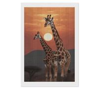 RLDOBOFE Giraffe at Sunset Diamond Painting Kit for Adults Square 5D Diamond Art Kits for Beginners DIY Full Drill Diamonds Dots Painting Gem Arts Crafts Home Wall Decor Gift 8"x12"