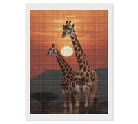 RLDOBOFE Giraffe at Sunset Diamond Painting Kit for Adults Square 5D Diamond Art Kits for Beginners DIY Full Drill Diamonds Dots Painting Gem Arts Crafts Home Wall Decor Gift 12"x16"