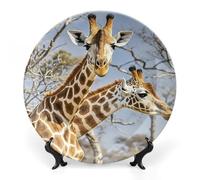 RLDOBOFE Giraffe Decorative Plate Ceramic Display Plate with Stand Salad Plates Colorful Porcelain Dinner Dishes Dessert Appetizer Dishes for Kitchen Party Table Decor 7inch