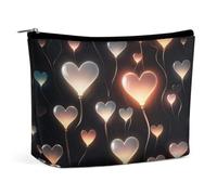 RLDOBOFE Glowing Heart Love Makeup Bag Cosmetic Bags Toiletry Bag