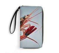 RLDOBOFE Glutton Garnelen PU Leather Wallet with Rope, Zip Multi-Layer Pocket Card Holder, Small Purse for Men And Women