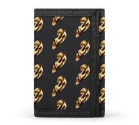RLDOBOFE Gold Black Wallpapers Trifold Wallet Minimalist Mens Wallet with Key Hook 8 Card Slots Modern Stylish Polyester Security Wallets Fashion Slim Credit Card Holder Id Window