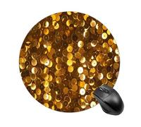 RLDOBOFE Gold Sequin Sparkle Mouse Pad, Rubber Base & Smooth Cloth Surface, Portable Round Mouse Pad, Rubber Mousepad for Office Home Gaming Laptop Men Women 7.8In