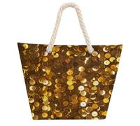 RLDOBOFE Gold Sequin Sparkle Tote Bag,Oxford Fabric Bag Large Market Bag,Equipped with Cotton Rope Straps Reusable Tote Bag for Beach Gym Shopping Travel