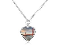 RLDOBOFE Golden Gate Bridge Cremation Jewelry for Ashes Heart Urn Necklaces Personalized Memorial Necklace Dog Cat Keepsake Pendant Custom Small Locket Ash Holder for Women Men