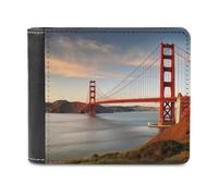 RLDOBOFE Golden Gate Bridge Wallet Passcase for Men, Extra Capacity Bifold Leather Wallets with ID Windows, Slim Stylish Wallet for Gift, Blocking Money Clip for Cards, Coin Pouch