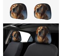 RLDOBOFE golden retriever Car Headrest Cover 2 PCS, Funny Auto Front Seat Head Rest Protector, Universal Car Headrest Protector Elastic, Personalized Seat Cover Headrest Trim for Most Cars
