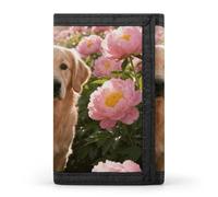 RLDOBOFE Golden Retriever & Daisy Wallet for Men with Cash Pocket 1 Id Window 8-13 Cards Slim Rfid Blocking Trifold Wallet