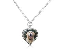 RLDOBOFE Golden Retriever Pet Cremation Necklaces for Ashes Personalized Pet Ashes Jewelry Heart Shaped Urn Pendant Custom Memorial Funeral Keepsake for Loss Dogs Cats