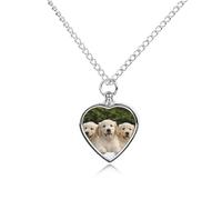 RLDOBOFE Golden Retriever Puppies Pet Cremation Necklaces for Ashes Personalized Pet Ashes Jewelry Heart Shaped Urn Pendant Custom Memorial Funeral Keepsake for Loss Dogs Cats