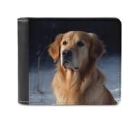 RLDOBOFE Golden Retriever Wallet Passcase for Men, Extra Capacity Bifold Leather Wallets with ID Windows, Slim Stylish Wallet for Gift, Blocking Money Clip for Cards, Coin Pouch