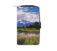 RLDOBOFE Grand Teton National Park PU Leather Long Wallet Travel Wallets