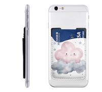 RLDOBOFE Gray Cloud Phone Wallet, Stick On Card Holder for Back of Phone Case - Leather Cell Phone Card Wallet Sleeve Adhesive Phone Pocket - Compatible with Most Cell Phones