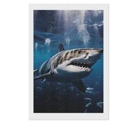 RLDOBOFE Great White Shark Diamond Painting Kit for Adults Square 5D Diamond Art Kits for Beginners DIY Full Drill Diamonds Dots Painting Gem Arts Crafts Home Wall Decor Gift 8"x12"