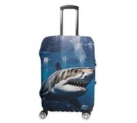RLDOBOFE Great White Shark Travel Luggage Cover Anti Scratch Suitcase Protector Washable Elastic Baggage Cover, white, Small, Stylish