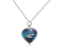 RLDOBOFE Great White Shark Urn Necklace Heart Cremation Jewelry for Ashes Memorial Keepsake Jewelry with Funnel Filler Urn Locket for Women Men to Hold Ashes of Pet Loved Ones