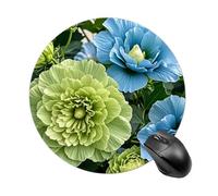 RLDOBOFE Green and Blue Hibiscus Flowers Mouse Pad, Rubber Base & Smooth Cloth Surface, Portable Round Mouse Pad, Rubber Mousepad for Office Home Gaming Laptop Men Women 7.8In