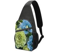 RLDOBOFE Green And Blue Hibiscus Flowers Sling Bag Crossbody Bags Chest Bag
