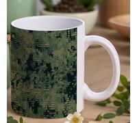 RLDOBOFE Green Army Digital Camouflage Coffee Mug Ceramic with Handle, Personalized 11 OZ Dringking Cup for Women Office, Customized Gifts for Tea Cup for Mom, Dad, Friends, Boyfriend, Girlfriend