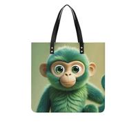 RLDOBOFE Green Clever Monkey Tote Bag Shoulder Bags Grocery Shopping Bag