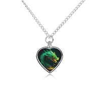 RLDOBOFE Green Dragon Cremation Jewelry for Ashes Heart Urn Necklaces Personalized Memorial Necklace Dog Cat Keepsake Pendant Custom Small Locket Ash Holder for Women Men