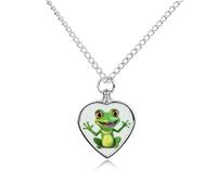 RLDOBOFE Green Frog Cremation Jewelry for Ashes Heart Urn Necklaces Personalized Memorial Necklace Dog Cat Keepsake Pendant Custom Small Locket Ash Holder for Women Men