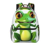RLDOBOFE Green Frog Cute Backpack Waterproof Lightweight Casual Backpack One Size Daypack Travel Laptop Bag For Men Women