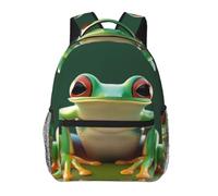 RLDOBOFE Green Funny Frog Cute Backpack Waterproof Lightweight Casual Backpack One Size Daypack Travel Laptop Bag For Men Women