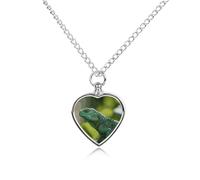 RLDOBOFE Green Lizard Cremation Jewelry for Ashes Heart Urn Necklaces Personalized Memorial Necklace Dog Cat Keepsake Pendant Custom Small Locket Ash Holder for Women Men