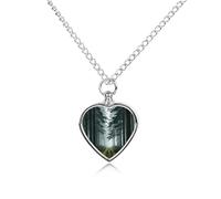 RLDOBOFE Green Mist Forest Cremation Jewelry for Ashes Heart Urn Necklaces Personalized Memorial Necklace Dog Cat Keepsake Pendant Custom Small Locket Ash Holder for Women Men