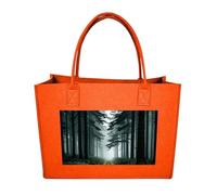 RLDOBOFE Green Mist Forest Felt Tote Bag Reusable Foldable Grocery Bag Versatile Large Capacity Commuter Handbag, Fruit Orange, One Size