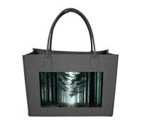 RLDOBOFE Green Mist Forest Felt Tote Bag Reusable Foldable Grocery Bag Versatile Large Capacity Commuter Handbag, Dark Gray, One Size