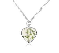 RLDOBOFE Green Nature Plant Cremation Jewelry for Ashes Heart Urn Necklaces Personalized Memorial Necklace Dog Cat Keepsake Pendant Custom Small Locket Ash Holder for Women Men