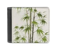 RLDOBOFE Green Nature Plant Wallet Passcase for Men, Extra Capacity Bifold Leather Wallets with ID Windows, Slim Stylish Wallet for Gift, Blocking Money Clip for Cards, Coin Pouch