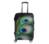RLDOBOFE Green Peacock Feather Travel Luggage Cover Anti Scratch Suitcase Protector Washable Elastic Baggage Cover, white, M, Stylish