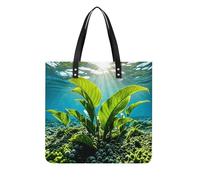 RLDOBOFE Green Sea Blue Seaweed Tote Bag Shoulder Bags Grocery Shopping Bag
