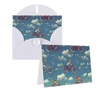 RLDOBOFE Greeting Card with Envelopes Blank Card Bikes Bicycle Cycling Greeting Cards 8 x 6 inch Note Cards Thinking of you cards Blank Thank You Card Wedding Cards for All Occasions, White, One Size