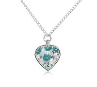 RLDOBOFE Grey And White Floral Cremation Jewelry for Ashes Heart Urn Necklaces Personalized Memorial Necklace Dog Cat Keepsake Pendant Custom Small Locket Ash Holder for Women Men