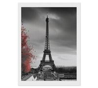 RLDOBOFE Grey Paris Eiffel Tower Diamond Painting Kit for Adults Round 5d Diamond Art Kits for Beginners DIY Full Drill Diamonds Dots Painting Gem Arts Crafts Home Wall Decor Gift 12"x16"