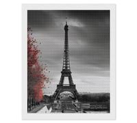 RLDOBOFE Grey Paris Eiffel Tower Diamond Painting Kit for Adults Round 5d Diamond Art Kits for Beginners DIY Full Drill Diamonds Dots Painting Gem Arts Crafts Home Wall Decor Gift 16"x20"