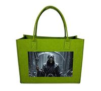 RLDOBOFE Grim Reaper Felt Tote Bag Reusable Foldable Grocery Bag Versatile Large Capacity Commuter Handbag, Light Green, One Size